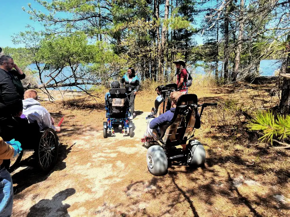 A group enjoying adaptive forest bathing in Atsion Forest