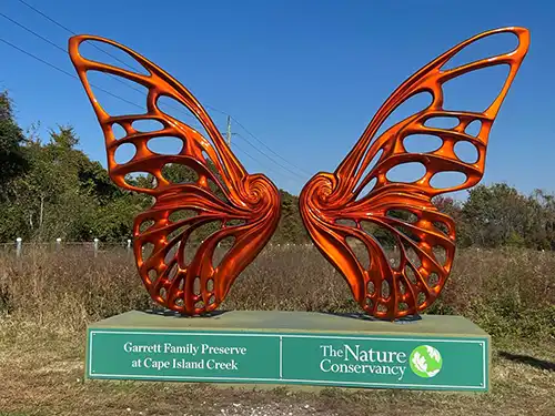 Butterfly sculpture at Garrett Preserve.